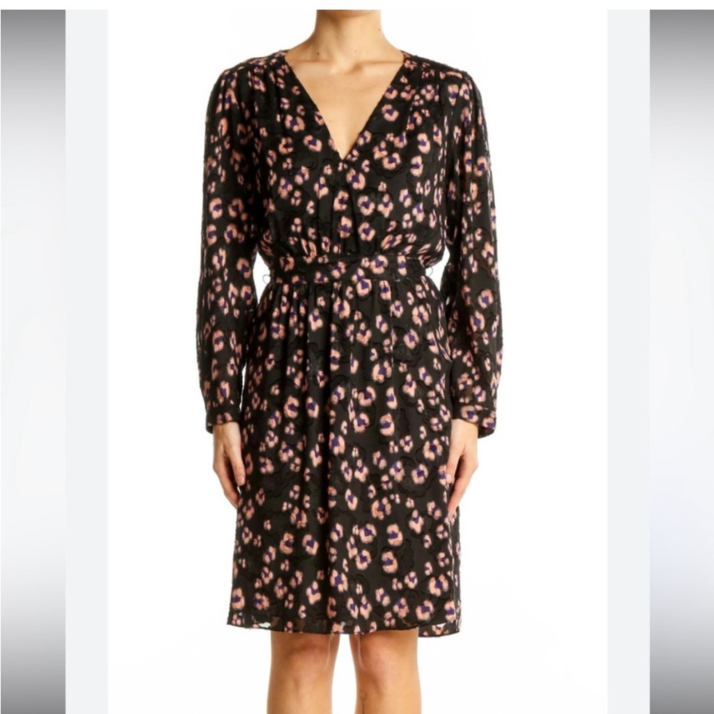 Rebecca Taylor Black and Pink Animal Print Dress